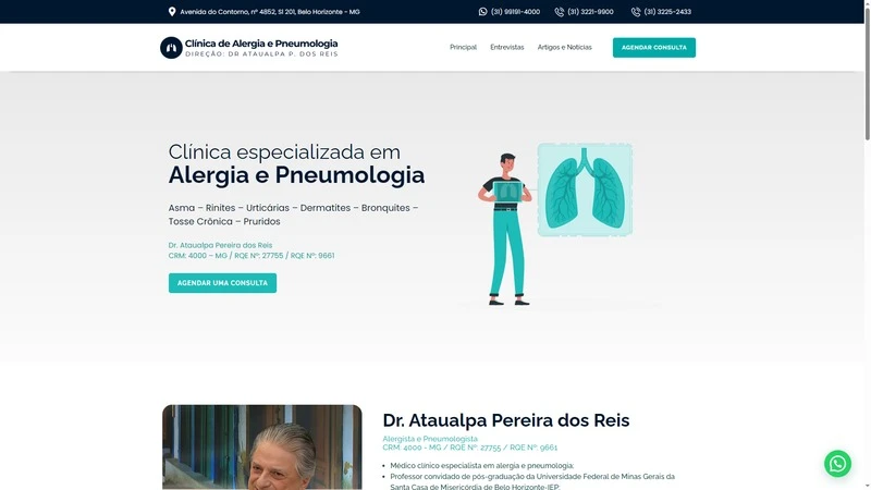 Site desenvolvido para Clínica de Alergia e Pneumologia